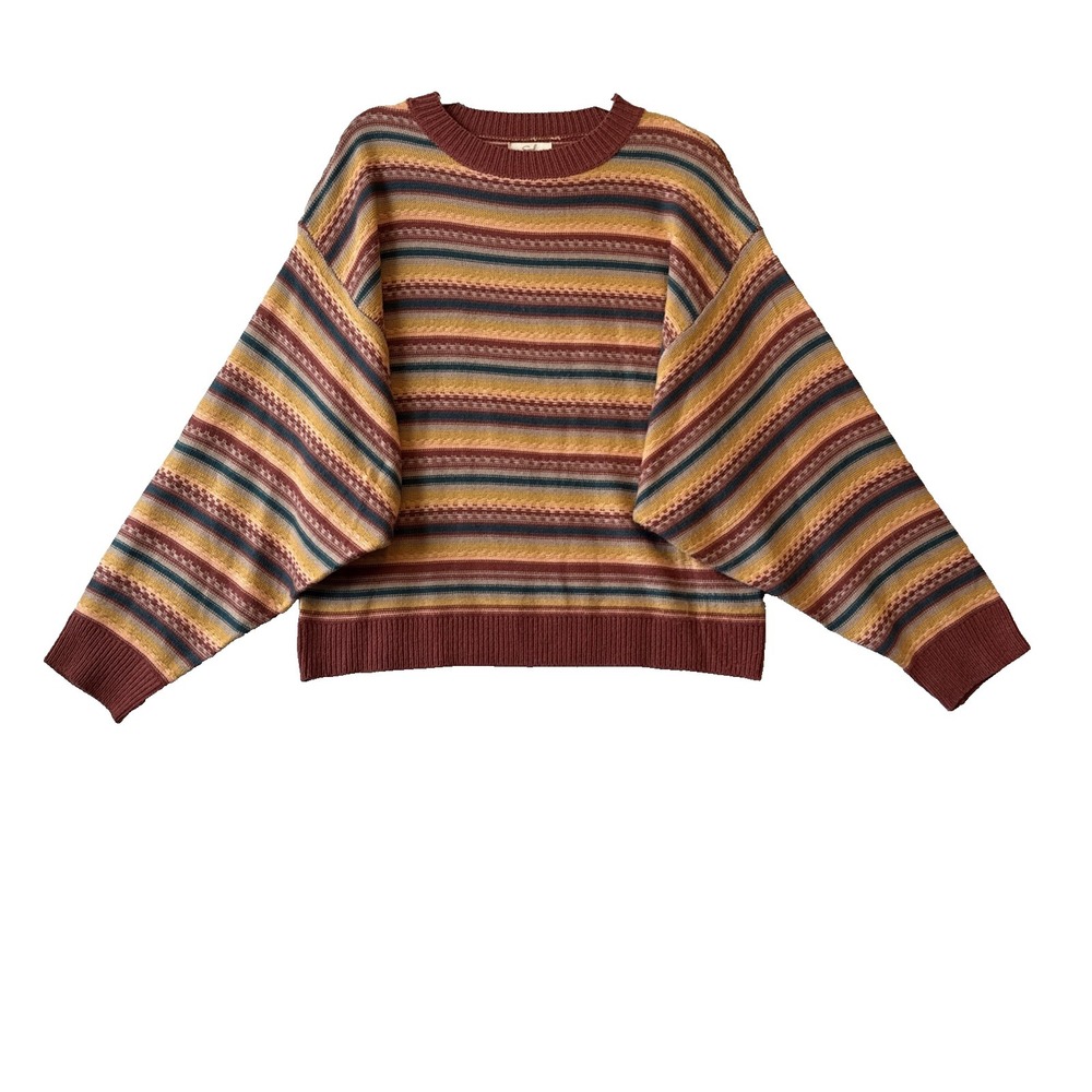 Easel Multistripe Knitted Sweater Dolman Oversized Boxy Ribbed 70s Retro S Chic